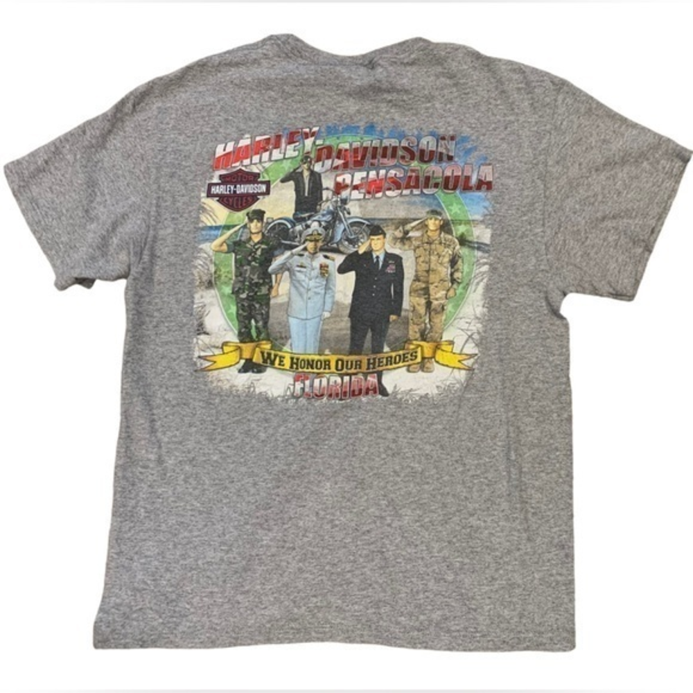 Harley Davidson Pensacola Florida We Honor Our Heros T-Shirt Size Large‎